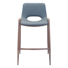 Zuo Desi Counter Stool - Azure Grey/Walnut - Set of 2-Plush and durable faux leather fabric