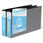 Davis Group Easyview Premium Customizable 11" x 17" Spreadsheet View Binder - Angle D Ring - 2" - Black - 2 Pack-Ledger D Ring View, Black, 475 Sheet Capacity, 2"