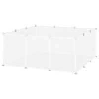 PawHut 18" H 12 Panel Plastic Pet Pen - White-DIY design give your pet a customizable pet playpen 