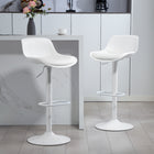 HOMCOM Adjustable Height Swivel Bar Stools - White - 2 Pack-Enjoy comfort with an ergonomic backrest and a relaxing footrest design
