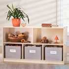 Guidecraft EdQ Essentials 24" 2-Shelf 5-Compartment Storage - Natural-Features rounded edges and an easy-to-clean finish