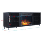 Manhattan Comfort Brighton 60" Modern Fireplace - Black and Onyx - Set of 2-Includes 6 Shelves with 4 Tempered Glass Dividers and 1 Electric Firebox. Packaging Includes 1 Additional Shelf for Option to Replace Firebox