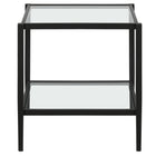 Hudson&Canal - Table d'appoint carrée Hera 50 cm de large avec étagère en verre - Bronze noirci-Comprend un plateau et une étagère en verre trempé
