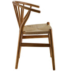 Modway Flourish Spindle Wood Dining Side Chair - Walnut-Includes Plastic Foot Caps