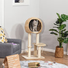 PawHut - Arbre à chat avec poteau à griffer en sisal et balle suspendue - 39 po H beige-Les poteaux en sisal satisfont le besoin de griffer et creuser de vos chats. Vos meubles peuvent rester sans griffures ni trous 