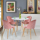 FurnitureR Velvet Dining Side Chair - Rose - 2 Pack-Suitable as side chair/dining chair/vanity chair/office chair