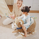 Qaba - Cheval à bascule bébé design ours en peluche - marron-Bouton sonore fixé sur l'oreille qui émet des sons de rugissement lorsqu'on appuie dessus 