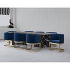 Manhattan Comfort - Chaise de salle à manger moderne Aura 62 cm en velours bleu royal et laiton poli-Structure en acier inoxydable avec finition laiton poli