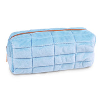 Fashion Stationery - Étui à crayons en peluche matelassé - 7.87 L x 3.14 W x 3.14 H po - Bleu-Pour le rangement des crayons, des stylos et des petits accessoires