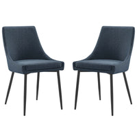 Modway Viscount Upholstered Fabric Dining Chairs - Black/Azure - 2 Pack-Retro Modern Dining Chairs
