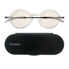 ThinOptics FrontPage Collection Glasses with Milano Black Case - 2.0 - Clear-Product includes the ThinOptics Reading Glasses & the Universal Pod case featuring non-residue adhesive to stick onto your phone/case or any other hard & flat surface