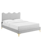 Modway Current Performance Velours Lit Plateforme Twin Avec Pieds en Métal Doré - Gris Clair-Système de soutien en lattes de bois