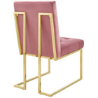 Modway Privy Gold Stainless Steel Performance Velvet Dining Chair - Gold/Dusty Rose-Dense Foam Padding