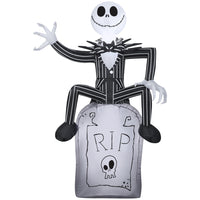 GEMMY Airblown Inflatable Halloween Jack Skellington on Tombstone - 42"-Lights up with bright, energy-efficient LED light