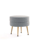 Manhattan Comfort Bailey 18.11" Mid-Century Modern Polyester Blend Upholstered Ottoman - Grey with Gold Legs-Mid-Century Modern Ottoman Perfect for Living Room Use