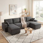 HOMCOM - Canapé en forme de U avec double méridiennes - gris foncé-Les accoudoirs extra-larges offrent un design haut de gamme et une commodité fonctionnelle   