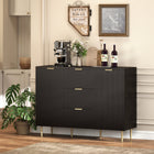HOMCOM 47.2" L Sideboard Buffet Cabinet - Black-Elevated metal legs allow for simple underneath cleaning