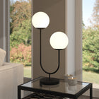Hudson&Canal - Lampe de table Dufrene à 2 lumières avec abat-jour en verre - Bronze noirci/lait blanc-Conçu pour deux ampoules à incandescence de 60 W - ampoules LED de 9 W, ampoules fluorescentes (CFL) de 13 W ou ampoules LED à ballast automatique de 9 W, ampoules à culot E26, ampoules non incluses