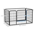 PawHut Metal Pet Playpen 4-Panel Indoor & Outdoor - 27.5" H-Colour: Black