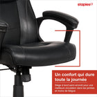 Staples - Chaise fonctionnelle en cuir reconstitué, noire-Base robuste avec roulettes pour une mobilité facile