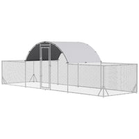 PawHut - Enclos à poules en métal 21,7 pi x 6,2 pi avec couverture imperméable et anti-UV-Le toit ombragé garde les animaux au frais, au sec, confortables et protégés de la pluie et des rayons UV 