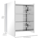 Kleankin Wall Mounted Hinged Door Bathroom Mirror Cabinet - Silver-Mirrored doors to easily see when preparing