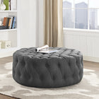 Modway Amour Upholstered Fabric Ottoman - Grey-Surround Tufted Button Display
