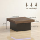 HOMCOM Square Coffee Table with LED Lights - Walnut-A 3.9" (10 cm) thick top and solid base create a stable, stylish centerpiece