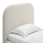Modway Keynote Upholstered Fabric Curved Twin Platform Bed - Heathered Weave Ivory-Weight Capacity: 800 lb