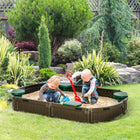 Outsunny - Bac à sable ovale d'extérieur pour enfants avec couvercle et siège - 183 x 105 cm - Marron-Fabriqué en HDPE robuste, il ne se fissurera pas et ne se décolorera pas après une utilisation à long terme 