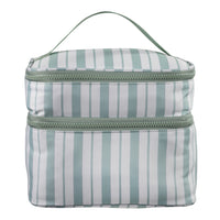 General Supply Goods + Co Insulated Double Layer Lunch Bag - Sage Stripe-Dual compartment design helps separate and organize food items