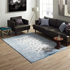 Modway Chiara Distressed Floral Lattice Contemporary Area Rug - 5 ft W x 8 ft L - Moroccan Blue/Ivory-Tight Low Pile Weave