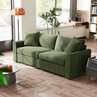 HOMCOM 3 Seater Upholstered Sofa Couch for Bedroom - Green-Comes with two scatter cushions for added comfort and support