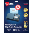 Avery White Rectangle Labels with Easy Peel, 1" x 2-5/8", for Laser/Inkjet Printer, 750 Pack (5260)-1" x 2-5/8", White
