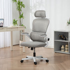 HOMCOM Ergonomic Mesh Office Chair with Lumbar Support - Grey-Breathable mesh fabric with high-density foam padding ensures enduring seat comfort