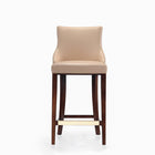 Manhattan Comfort - Shubert tabouret de bar moderne 22,64" en similicuir rembourré - tan-Tabouret de bar moderne avec dossier parfait pour une utilisation au bar et dans la cuisine