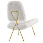 Modway - Ponder Fourrure en peau de mouton rembourrée Chaise longue - Blanc-Pattes de cure-dent du milieu du siècle