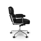 Plata Import Elegant Office Chair Faux leather Adjustable Chair with Polished aluminum frame - Black-Seat 25.5" W x 19 " D; Back 20.5-17.5" H