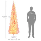 HOMCOM 7' Pre-Lit Artificial Christmas Tree with Warm White LED Lights - Pink-Section design of branches make disassembly and storage quick and easy 