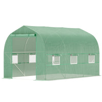 Outsunny - Serre de jardin à pied avec porte enroulable et 6 fenêtres en maille - 6,6 pi x 11 pi x 7 pi - Cadre de soutien renforcé et robuste et PE durable dans une construction solide  
