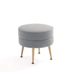 Manhattan Comfort Bailey 18.11" Mid-Century Modern Polyester Blend Upholstered Ottoman - Grey with Gold Legs - 2 Pack-30 Day Limited Manufacturer's Warranty