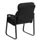 Flash Furniture – Chaise de réception en microfibre avec soutien lombaire et base traîneau, noir (GO1156BK)-Appuis-bras rembourrés courbés