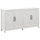 HOMCOM 60" L Farmhouse Kitchen Storage Cabinet - White-Modern farmhouse style with a barn door design and wood grain finish