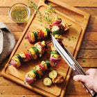Tramontina Churrasco Stainless Steel BBQ Carving Set with Carry Case - Wood Cutting Board - Knife set - 8 Piece Set-High carbon steel sharpener with chrome plating and grooves