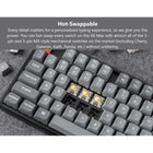 Keychron K10 Max White LED Wireless Mechanical Keyboard - Hot-Swappable - Brown Switch - Full-Size Layout - Black-Enhanced Stabilizers: Integrated PCB-mounted screw-in stabilizers ensure a smoother typing experience with reduced wobbliness on large keys, offering enhanced stability and precision.