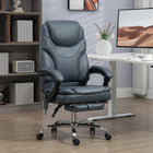 Vinsetto - Chaise de bureau en cuir PU avec massage chauffant et vibrations - gris-Dossier incurvé et assise épaisse rembourrée pour un soutien supplémentaire