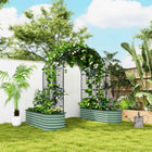 Outsunny - jardinière surélevée galvanisée avec treillis en arche-Le filet d'escalade offre un soutien supplémentaire à la croissance vigoureuse des plantes 