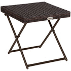 Outsunny - Table basse en rotin pour balcon, brun-Cadre en métal avec revêtement en poudre, résistant à l'écaillage et à la corrosion  