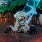 HOMCOM - Momie animée Halloween - Décoration effrayante demi-corps - Marron et Gris-Effets sonores dynamiques et lumières rouges créent une atmosphère d'Halloween terrifiante et immersive 