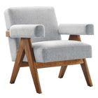 Modway Lyra Fabric Armchair - Light Grey Fabric - Set of 2-Woven Heathered Fabric